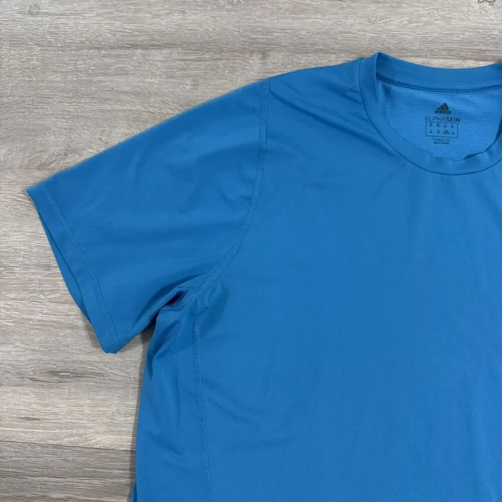 Adidas Shirt Men’s Blue 2XL Alphaskin Climacool Mesh Back Training Workout Tee